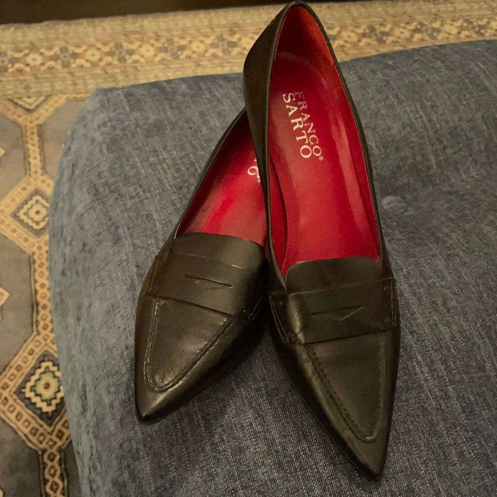 NWOT Franco Sarto black kitten heel loafers 6